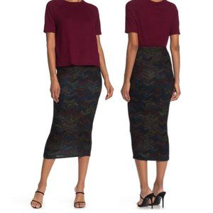 Go Couture Geometric Print Knit Midi Skirt Size M